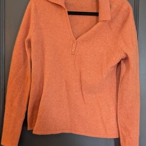 Cozy Orange Knit Polo Sweater
